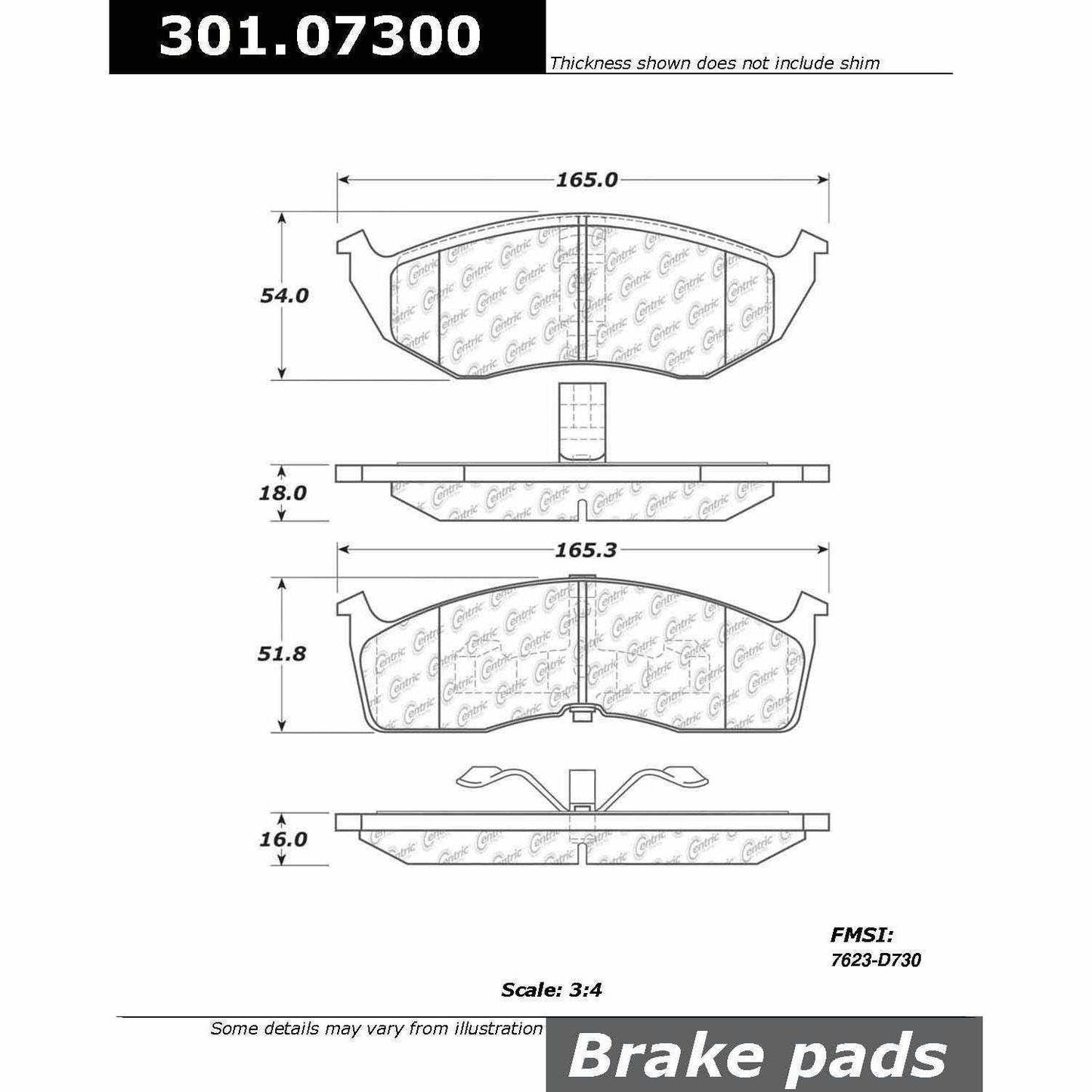Stoptech Centric Centric Premium Ceramic Brake Pads 301.07300