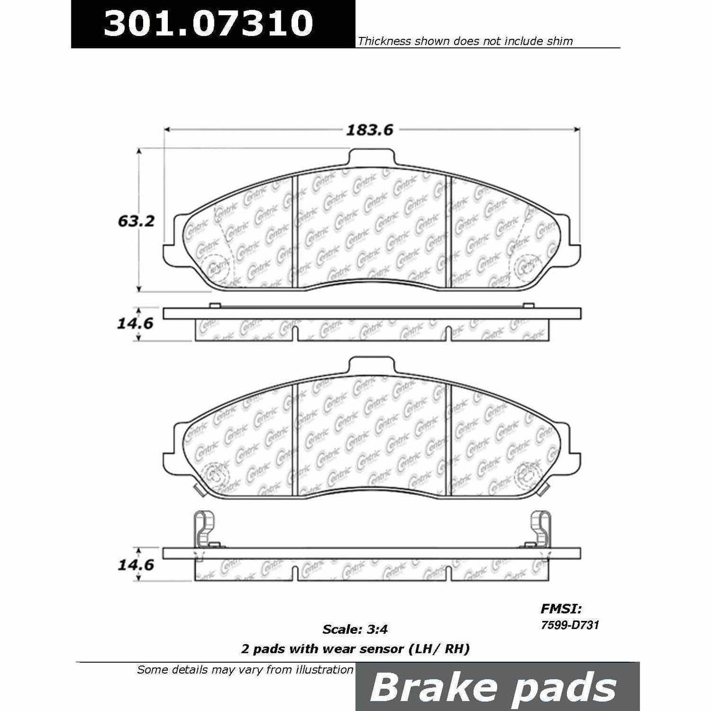 Centric Parts Disc Brake Pad Set 301.07310