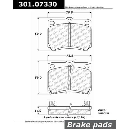 Centric Parts Disc Brake Pad Set Premium Ceramic with High Performance Shims 301.07330