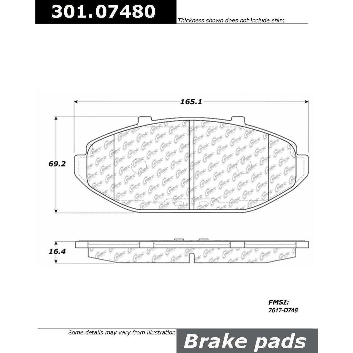 Stoptech Centric Centric Premium Ceramic Brake Pads 301.07480