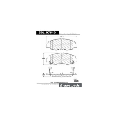 Stoptech Centric 98-02 Honda Accord (4 Cyl) / 96-09 Civic EX Front Centric Premium Ceramic Brake Pads 301.07640