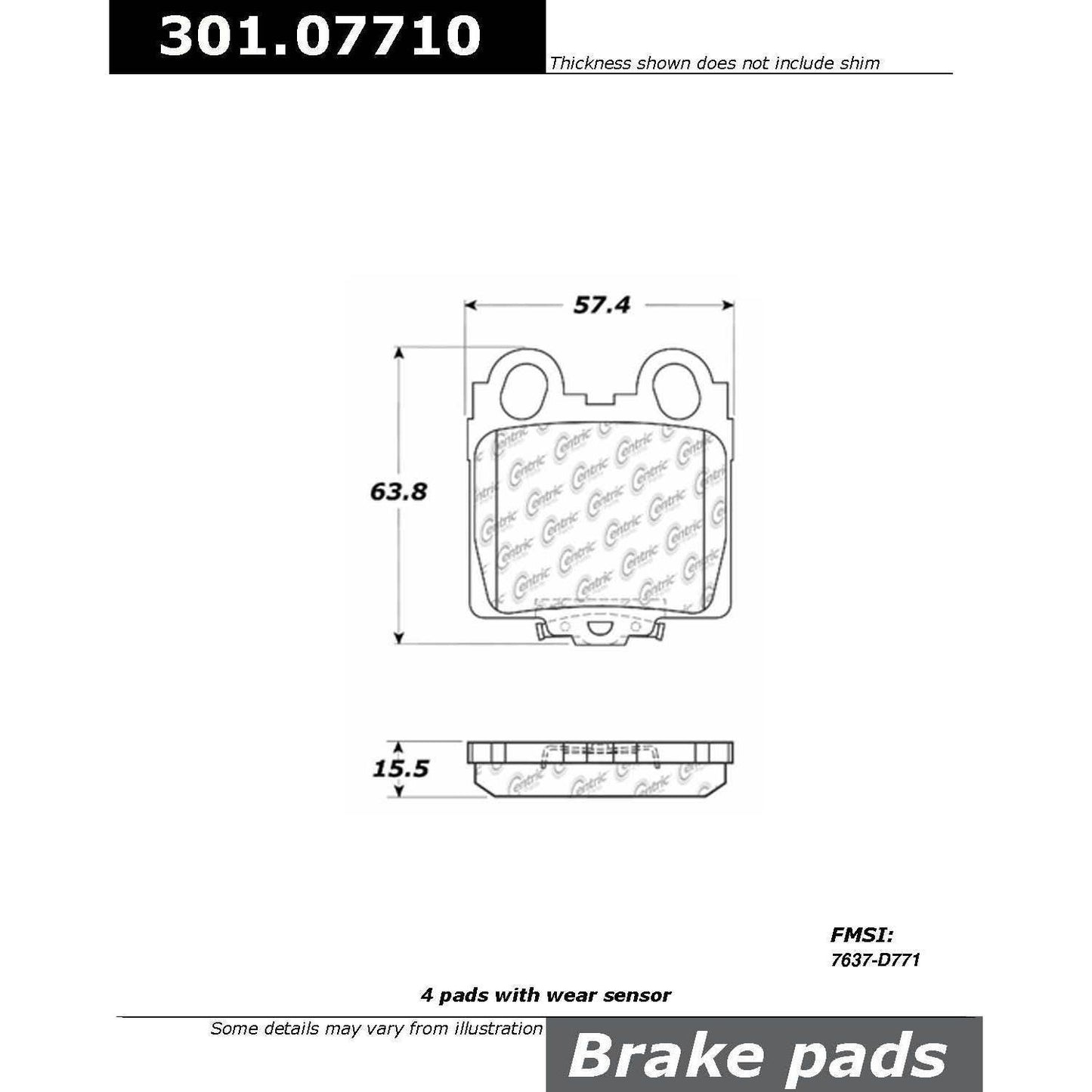 Stoptech Centric Centric Premium Ceramic Brake Pads 301.07710