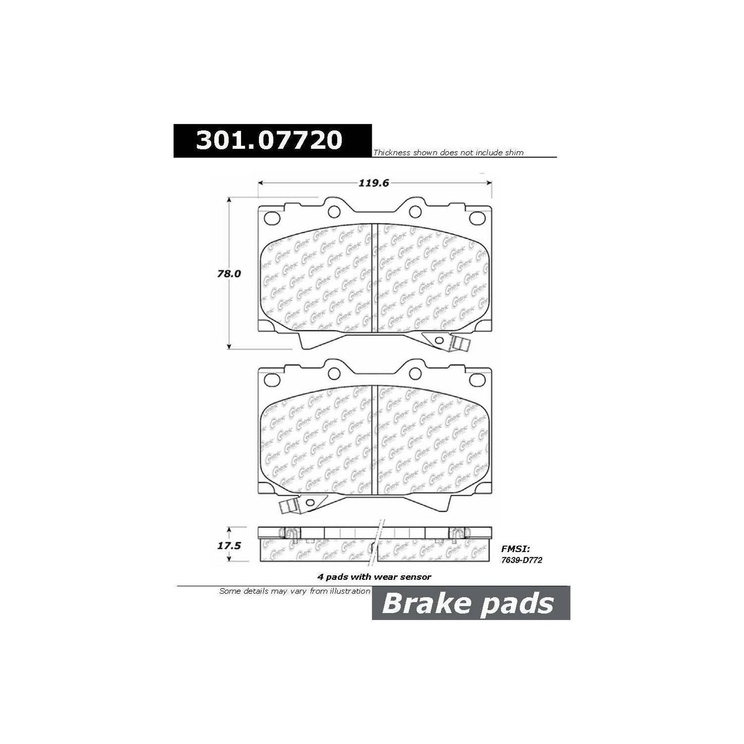 Stoptech Centric Centric Premium Ceramic Brake Pads 301.07720