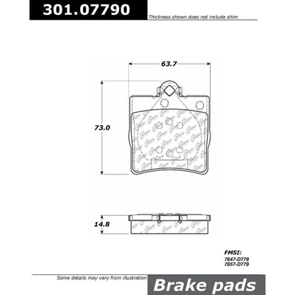 Centric Parts Disc Brake Pad Set with High Performance Shims for Passenger Cars and Light Duty Trucks 301.07790