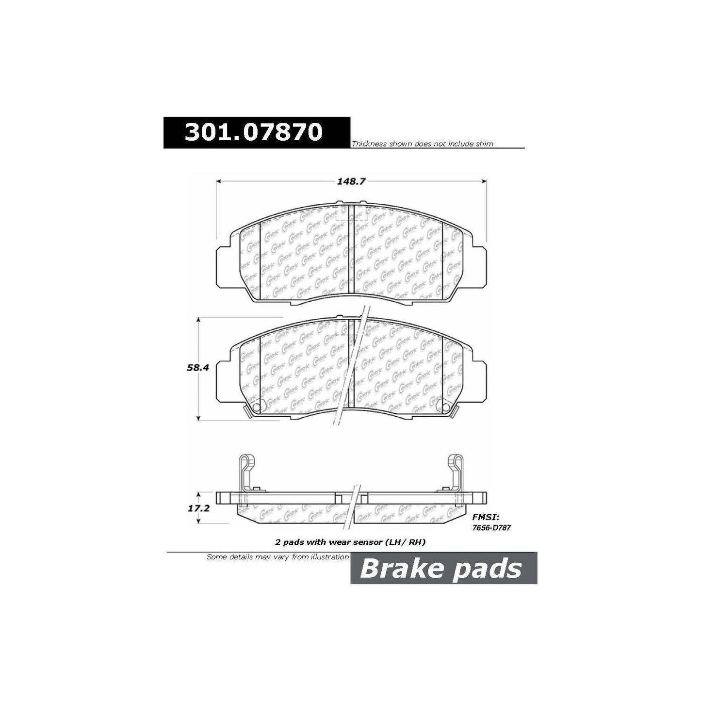 Centric Parts Disc Brake Pad Set 301.07870