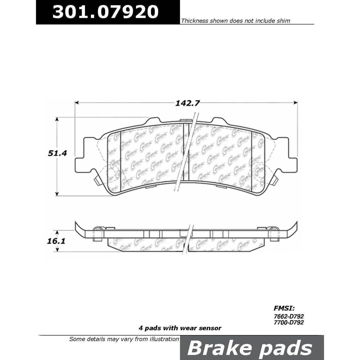 Stoptech Centric Centric Premium Ceramic Brake Pads 301.07920