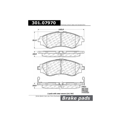 Centric Parts Disc Brake Pad Set Premium Ceramic with Shims and Hardware for 2004-2018 Chevrolet Aveo 301.07970