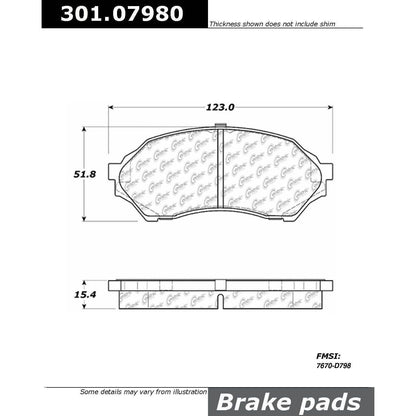 Stoptech Centric Centric Premium Ceramic Brake Pads 301.07980