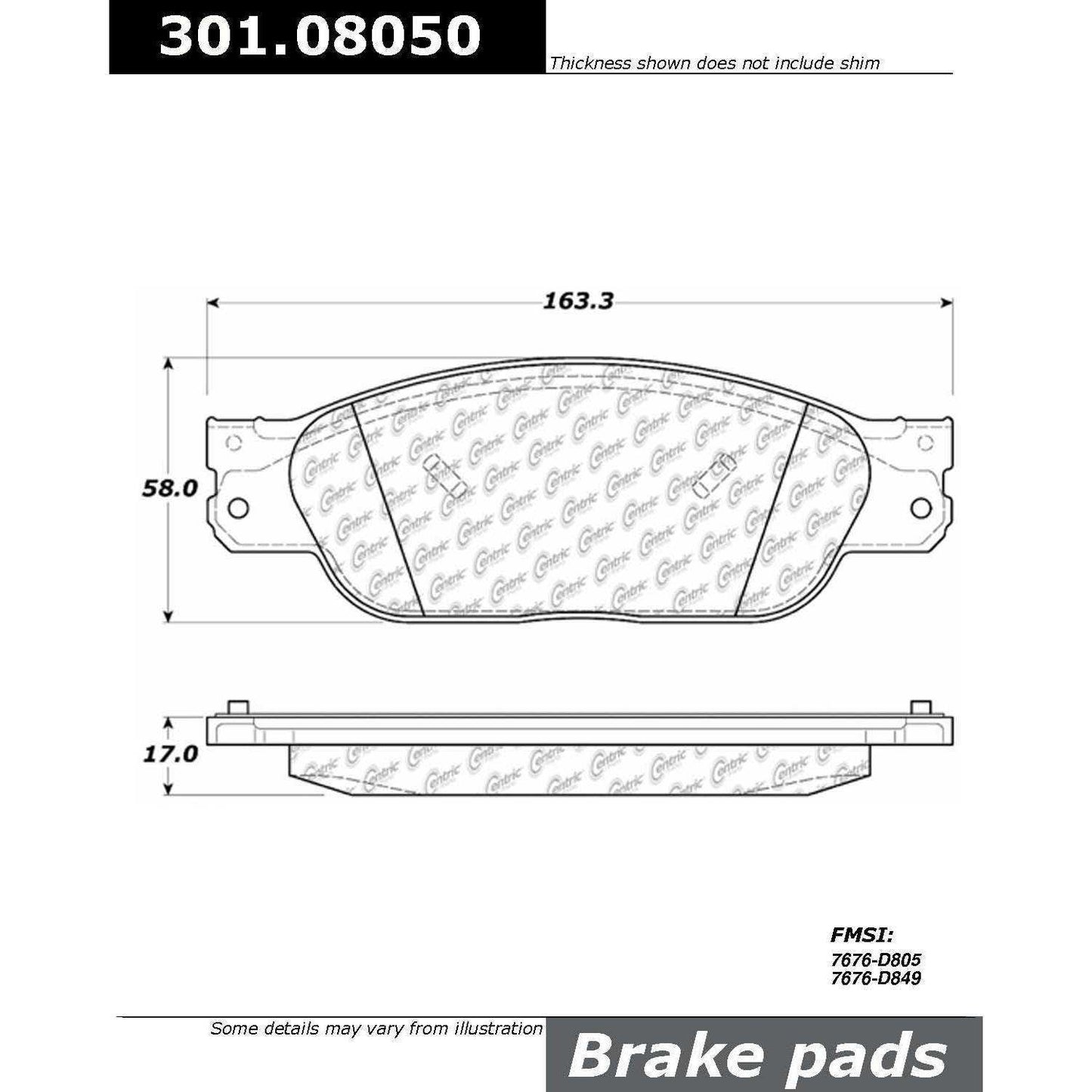 Stoptech Centric Centric Premium Ceramic Brake Pads 301.08050