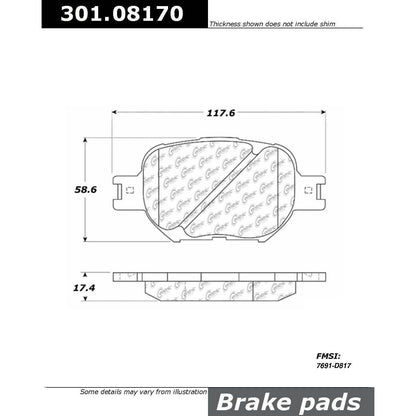 Stoptech Centric Centric Premium Ceramic Brake Pads 301.08170