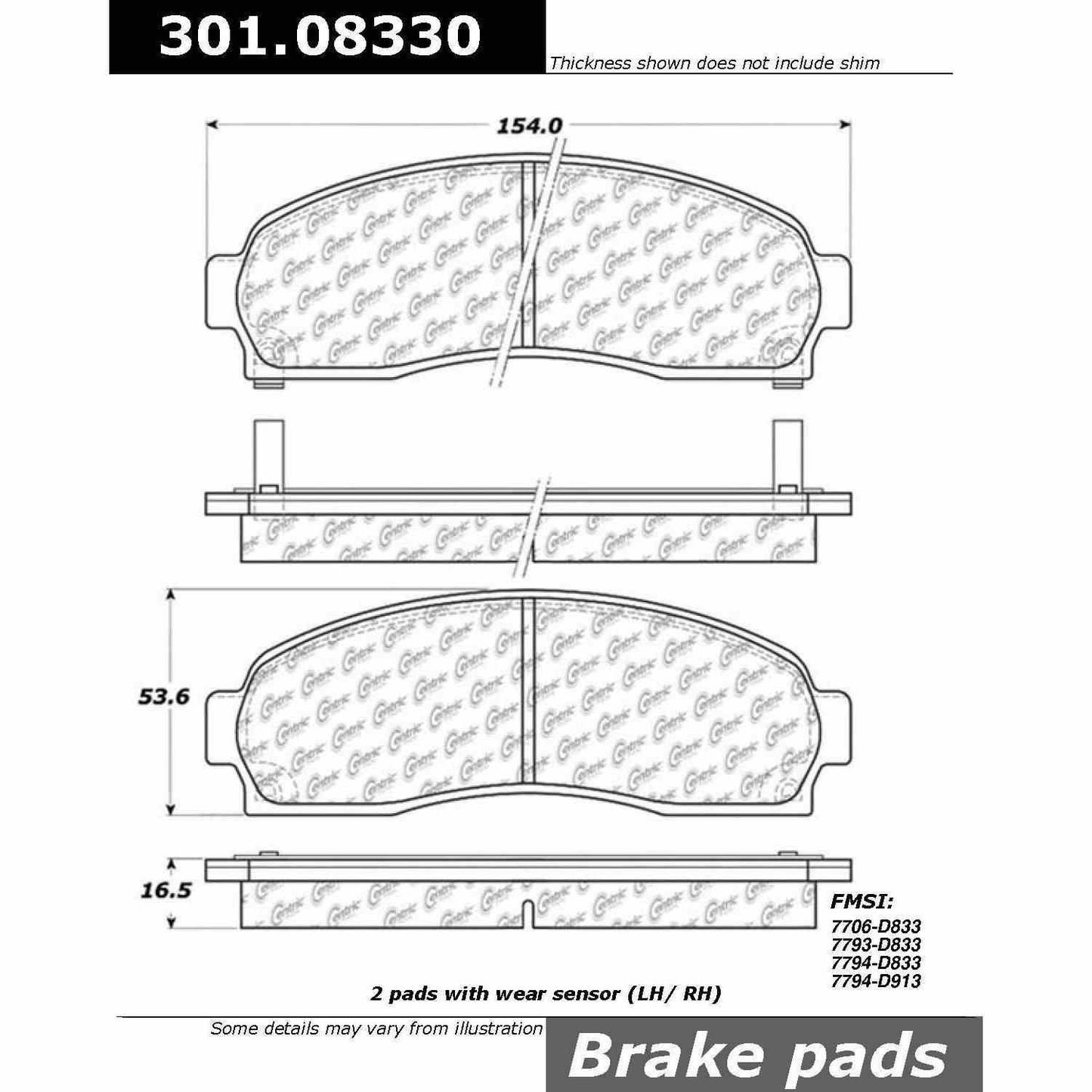 Stoptech Centric 05-06 Chevrolet Equinox / 02-05 Ford Explorer Front Centric Premium Ceramic Brake Pads 301.08330