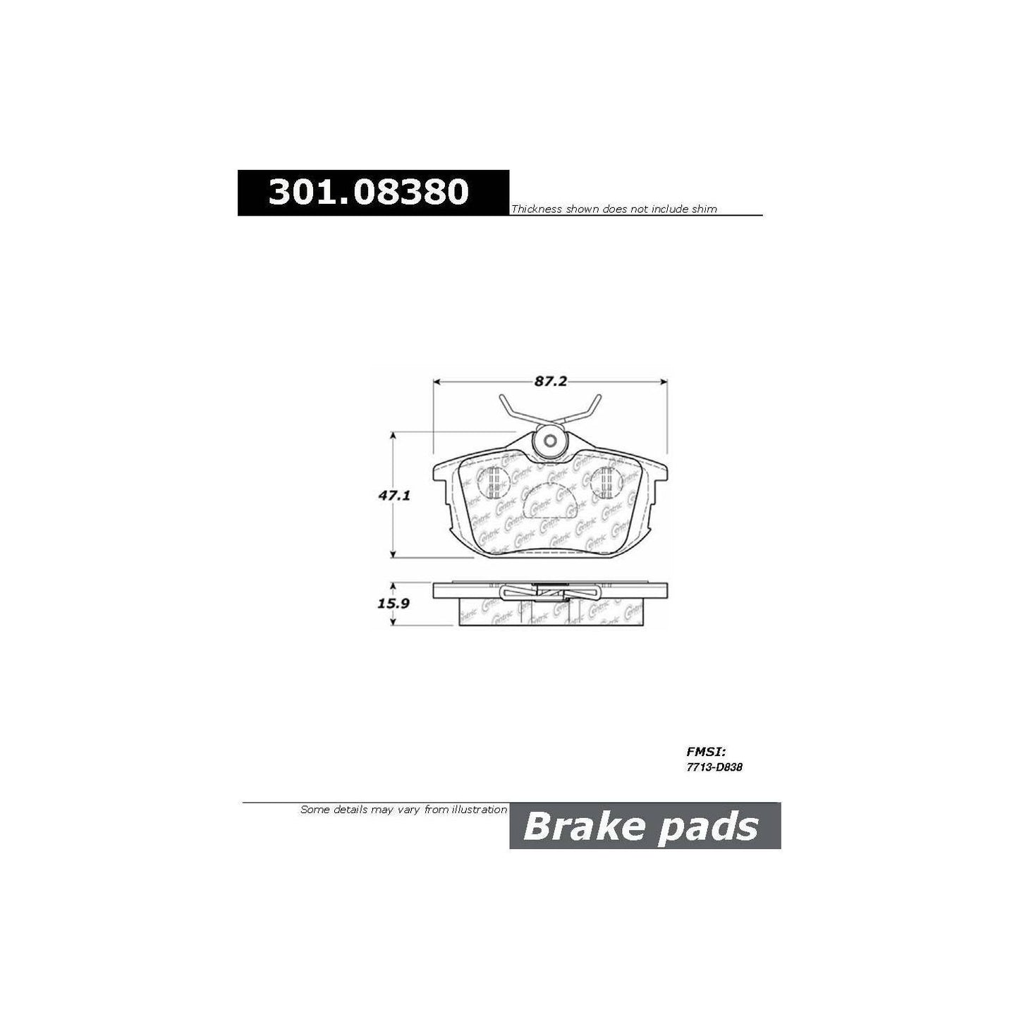 Stoptech Centric Centric Premium Ceramic Brake Pads 301.08380