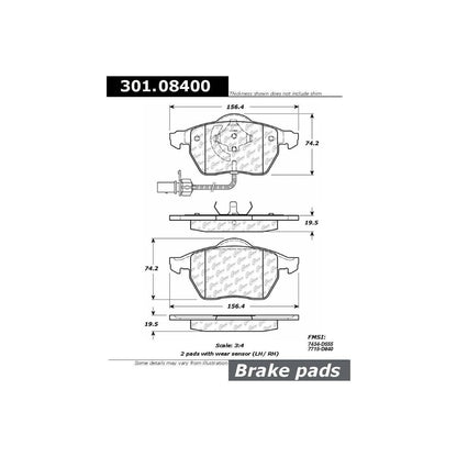 Centric Parts Disc Brake Pad Set with High Performance Shims 301.08400