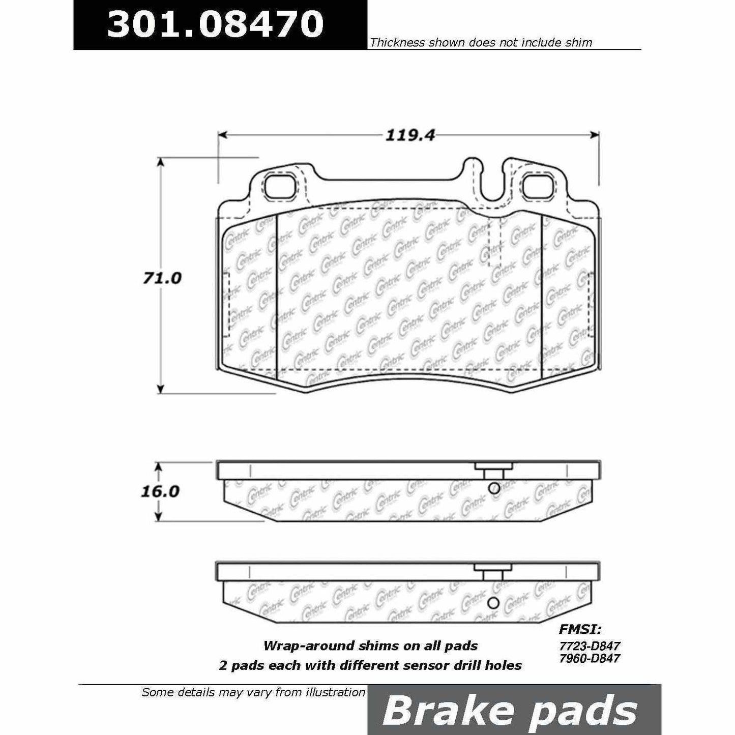 Stoptech Centric Centric Premium Ceramic Brake Pads 301.08470