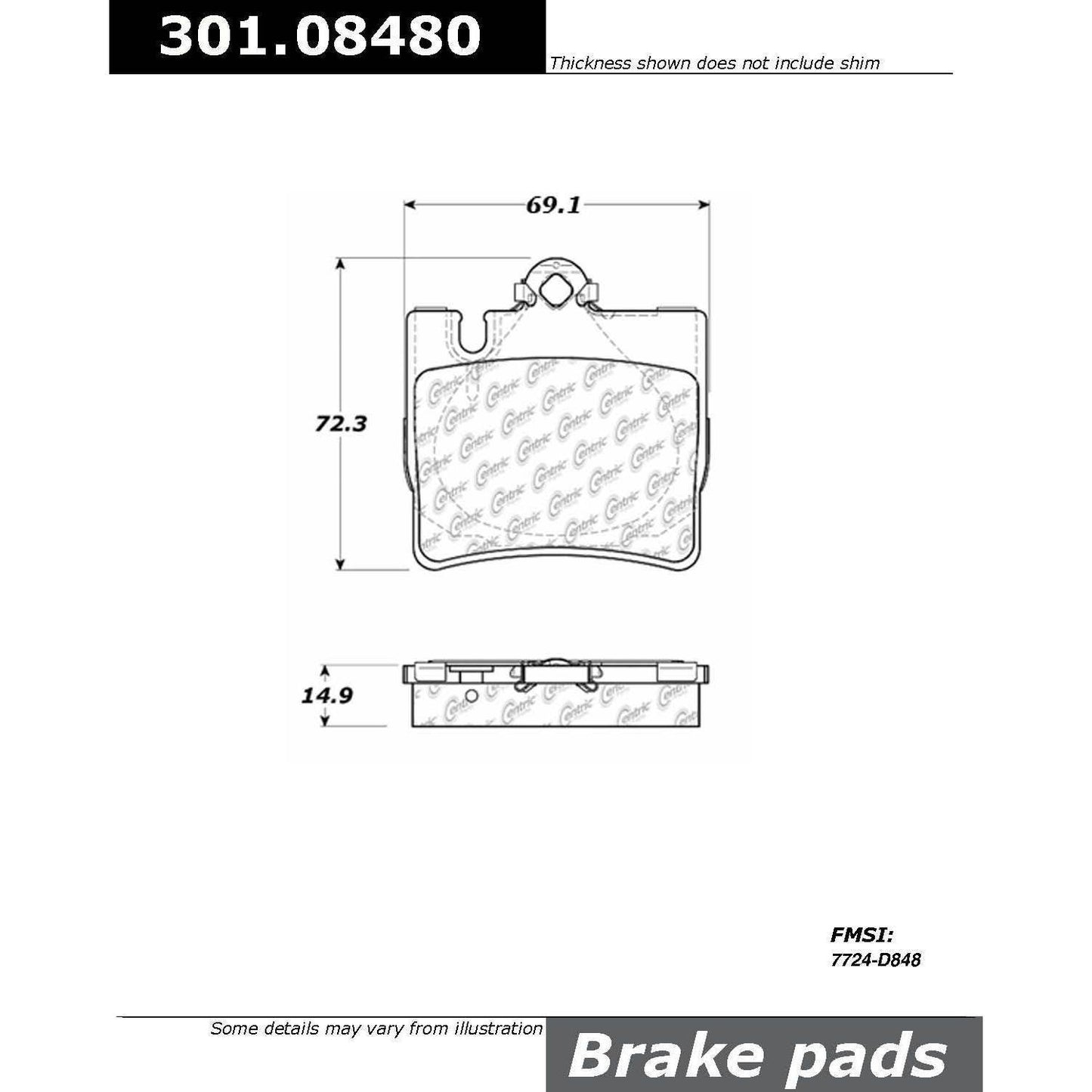 Stoptech Centric Centric Premium Ceramic Brake Pads 301.08480