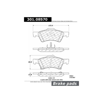 Stoptech Centric 01-07 Dodge Caravan/Grand Caravan (w Rear Disc) Front Centric Premium Ceramic Brake Pads 301.08570