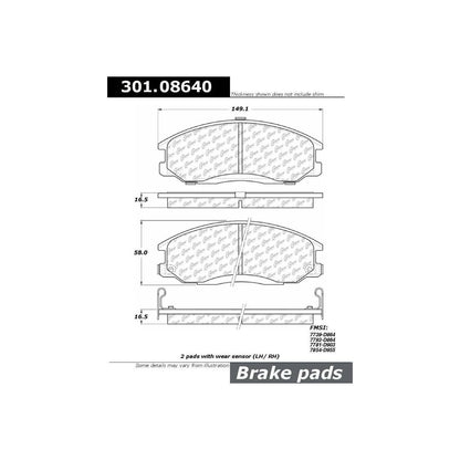 Centric Parts Disc Brake Pad Set Premium Ceramic with Shims and Hardware for 2001-2009 Hyundai Santa Fe Kia Sedona Sorento 301.08640