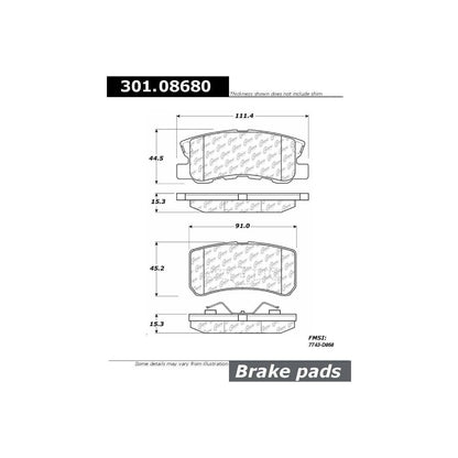 Centric Parts Disc Brake Pad Set Premium Ceramic with Shims and Hardware 301.08680