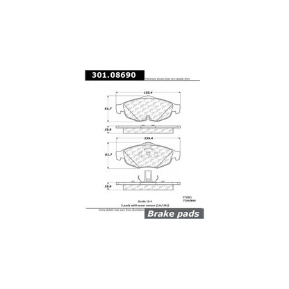 Stoptech Centric Centric Premium Ceramic Brake Pads 301.08690