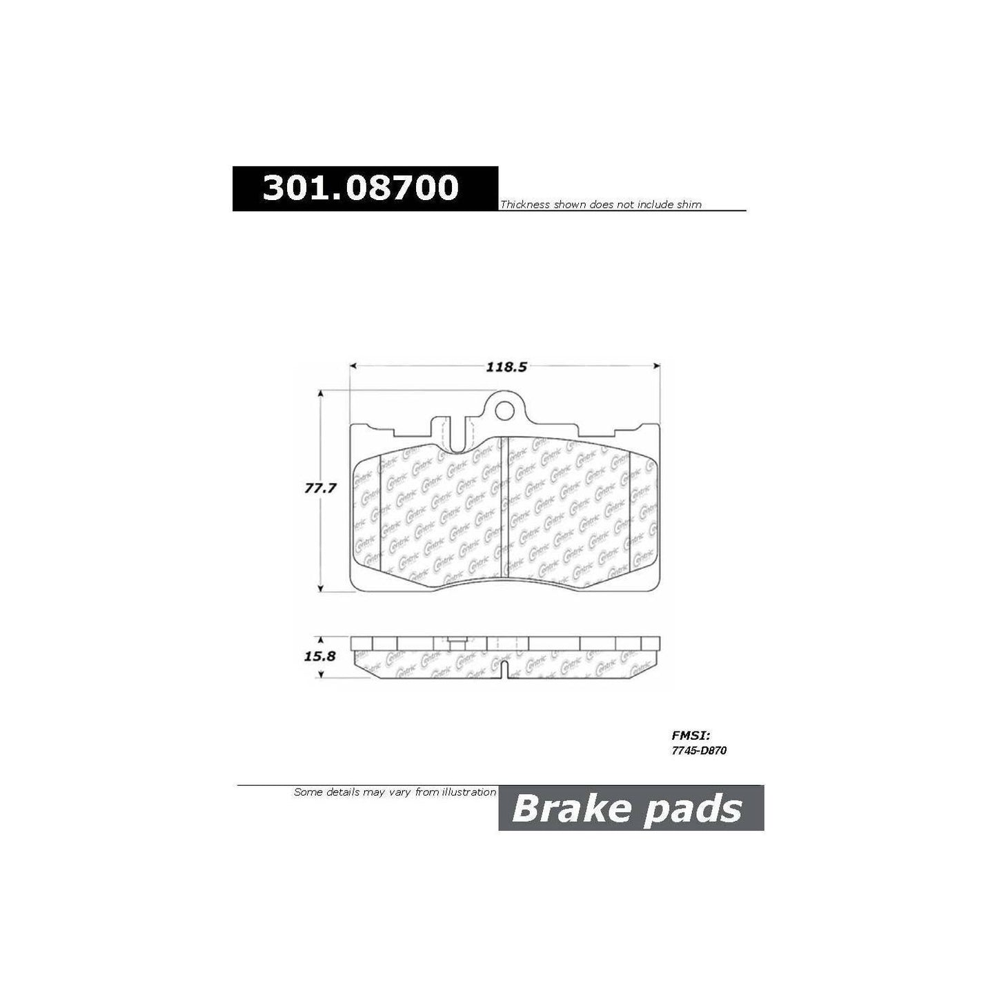 Stoptech Centric Centric Premium Ceramic Brake Pads 301.08700