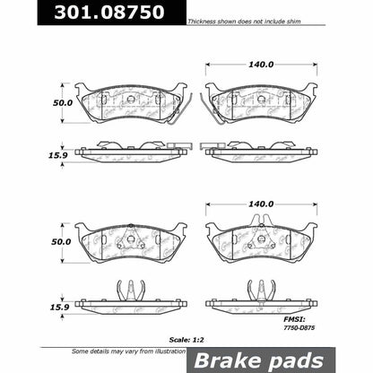 Stoptech Centric Centric Premium Ceramic Brake Pads 301.08750