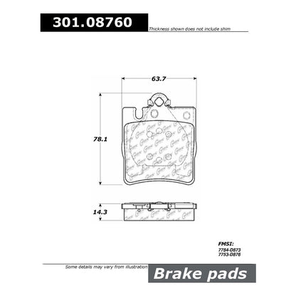 Centric Parts Disc Brake Pad Set Premium Ceramic with Shims and Hardware 301.08760