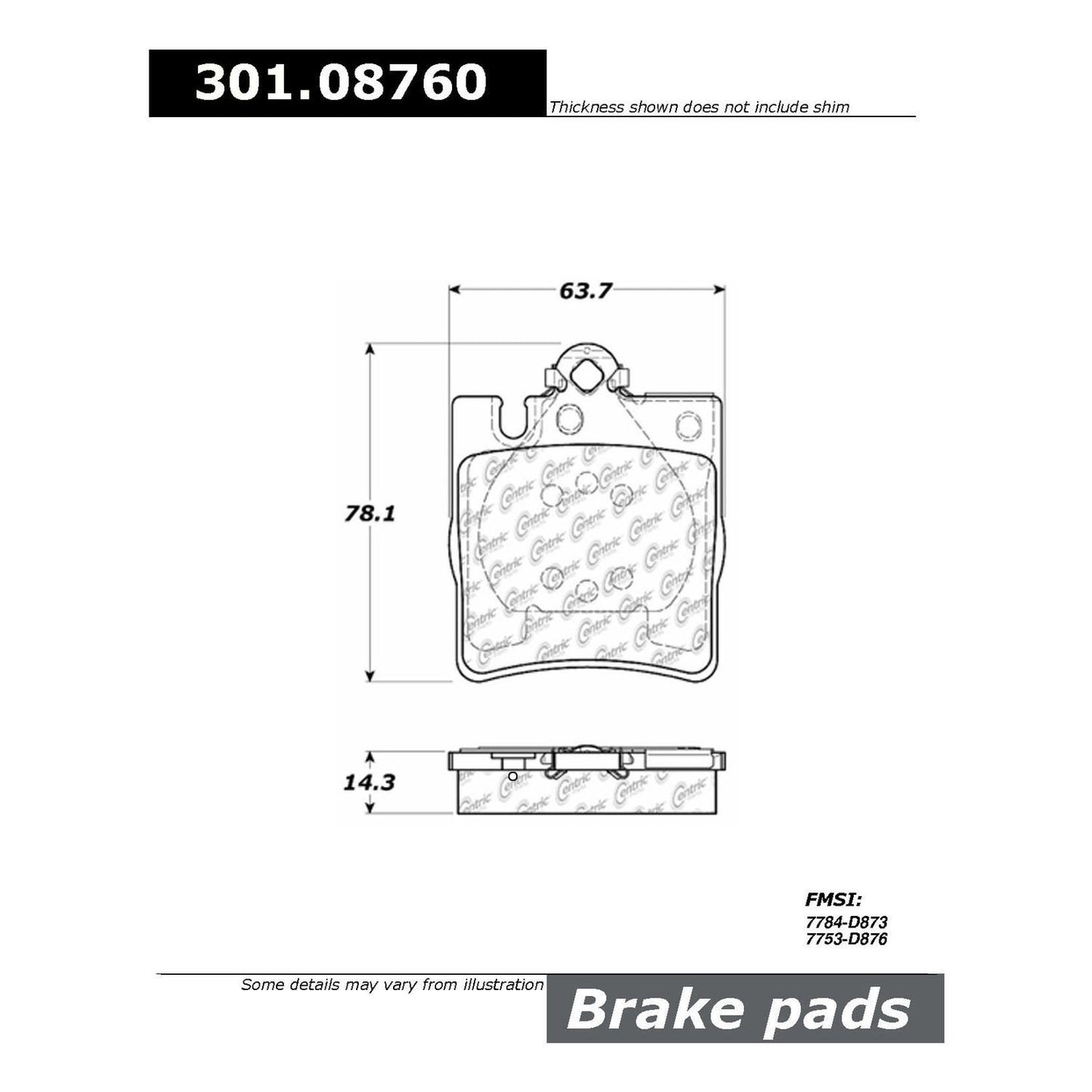 Stoptech Centric Centric Premium Ceramic Brake Pads 301.08760
