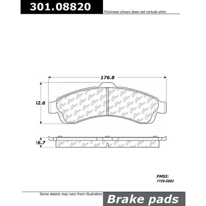 Centric Parts Disc Brake Pad Set Premium Ceramic with Shims and Hardware 301.08820