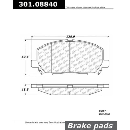Stoptech Centric Centric Premium Ceramic Brake Pads 301.08840