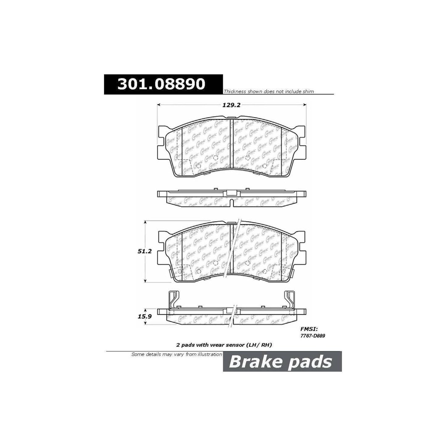 Stoptech Centric Centric Premium Ceramic Brake Pads 301.08890