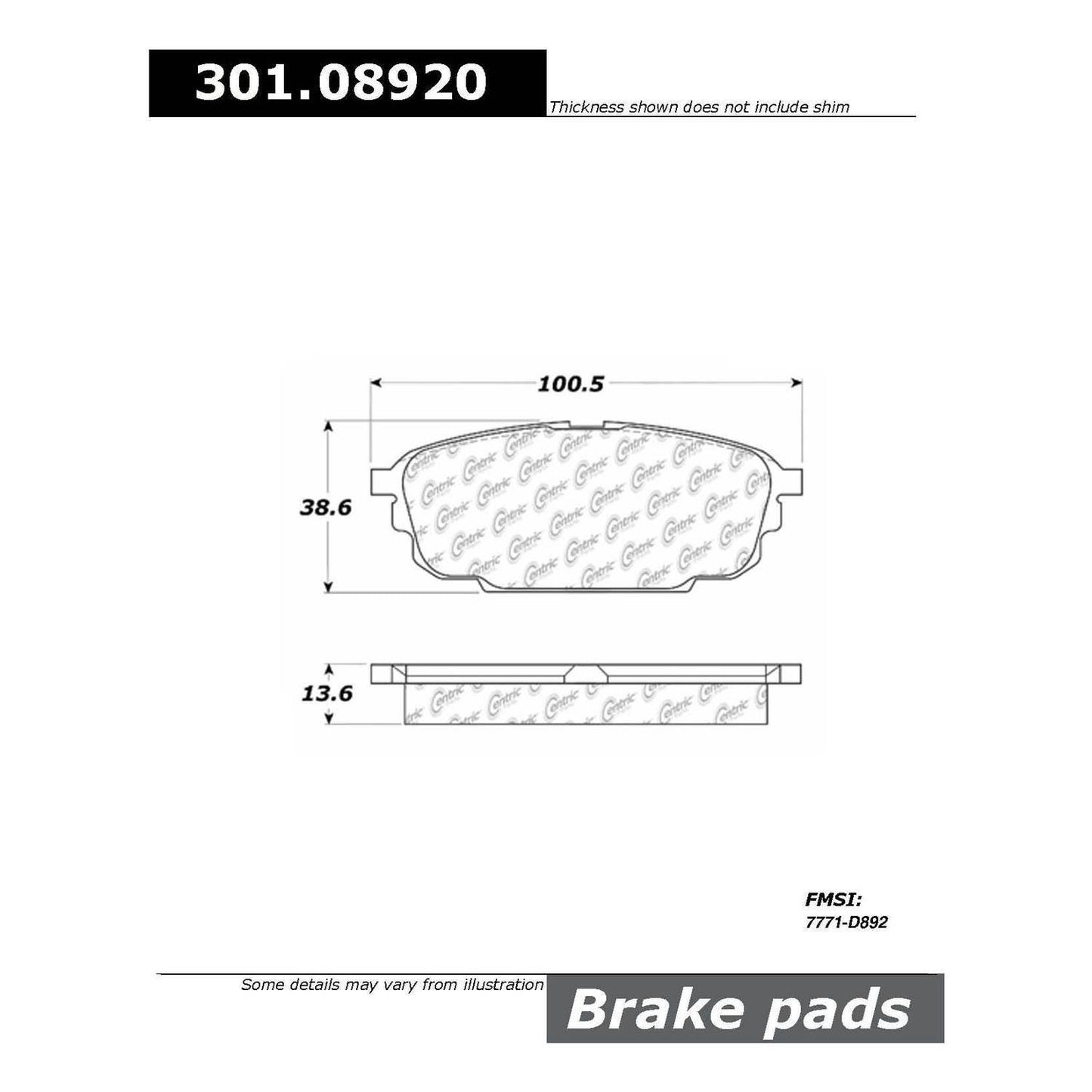 Stoptech Centric Centric Premium Ceramic Brake Pads 301.08920