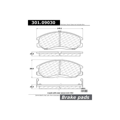 Centric Parts Disc Brake Pad Set Premium Ceramic with Shims and Hardware 301.09030