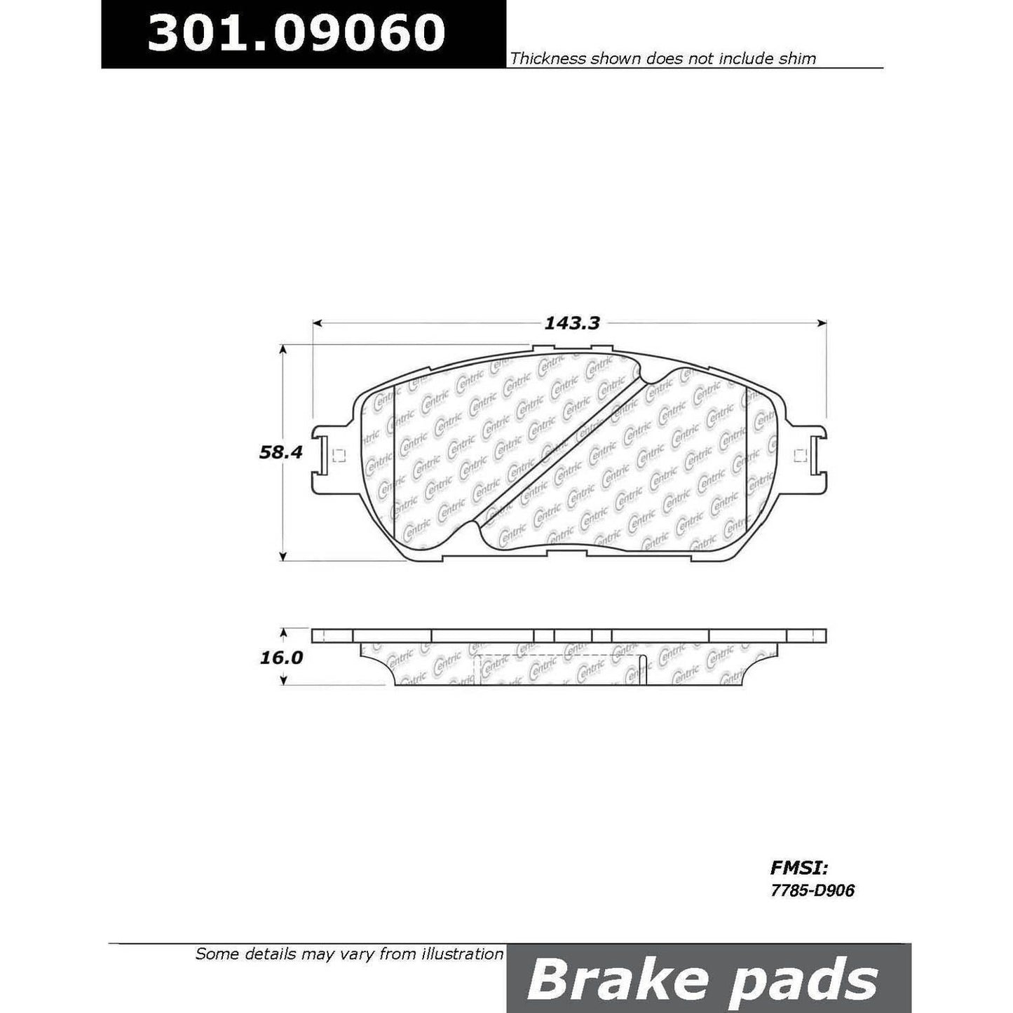 Stoptech Centric Centric Premium Ceramic Brake Pads 301.09060