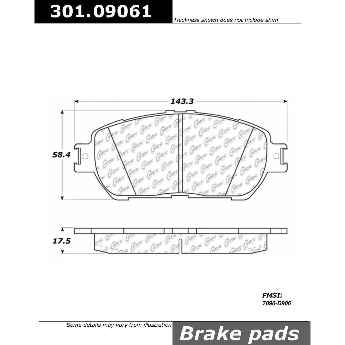 Stoptech Centric 06 Toyota Camry / 04-08 Solara/ 05-07 Avalon Front Centric Premium Ceramic Brake Pads 301.09061