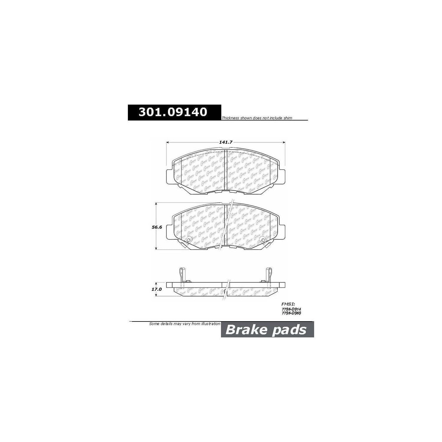Stoptech Centric 02-08 Honda CR-V Front Centric Premium Ceramic Brake Pads 301.09140