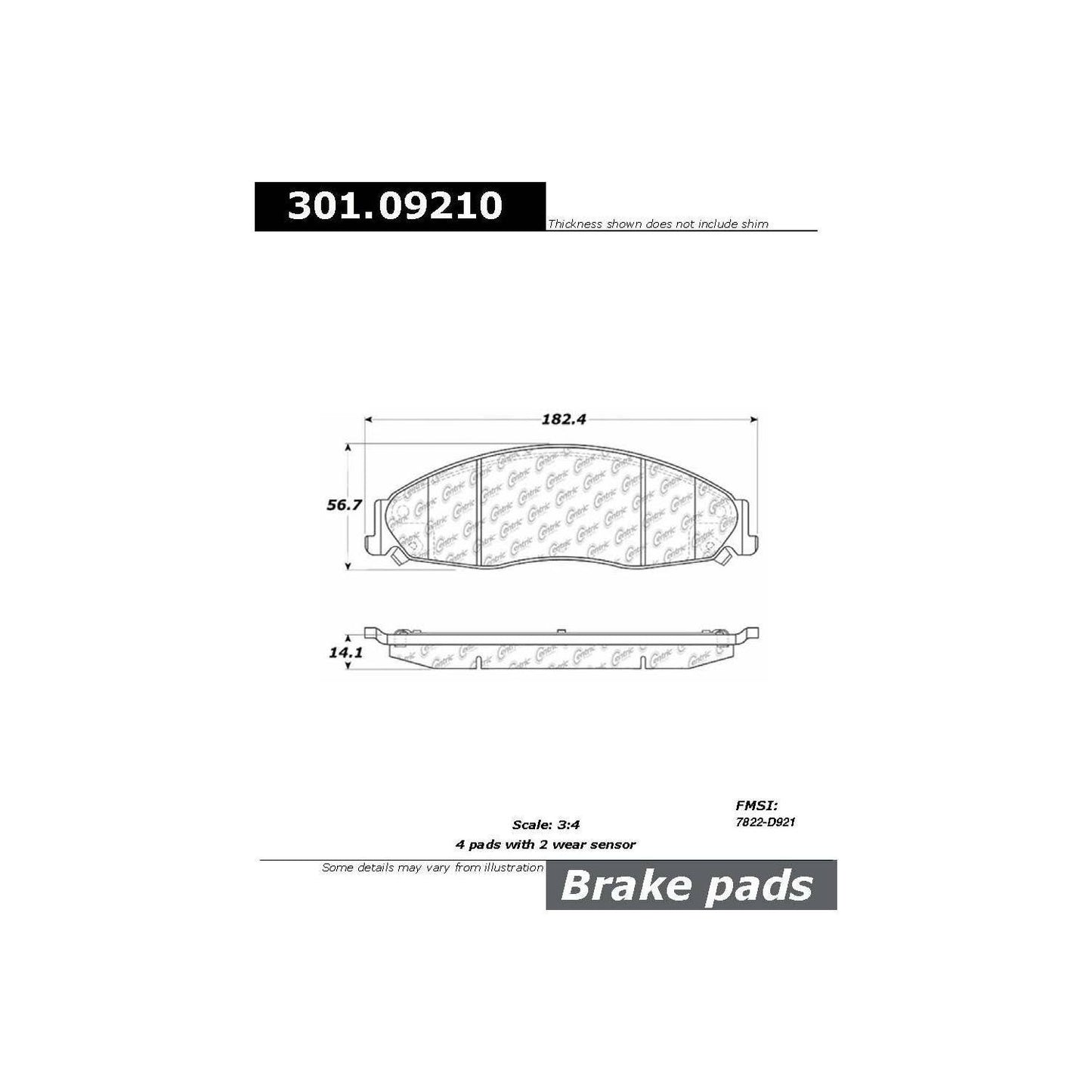 Stoptech Centric Centric Premium Ceramic Brake Pads 301.09210