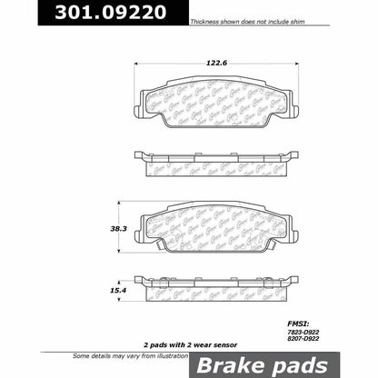 Centric Parts Disc Brake Pad Set Premium Ceramic with Shims and Hardware 301.09220
