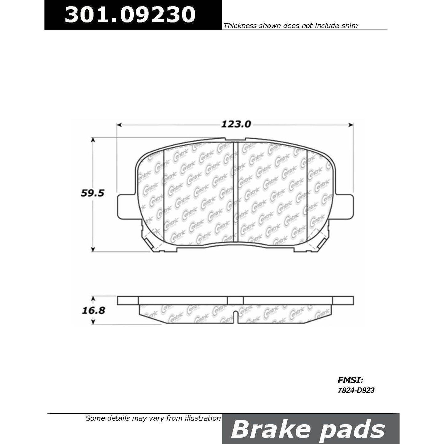 Centric Parts Disc Brake Pad Set Premium Ceramic with Shims and Hardware 301.09230
