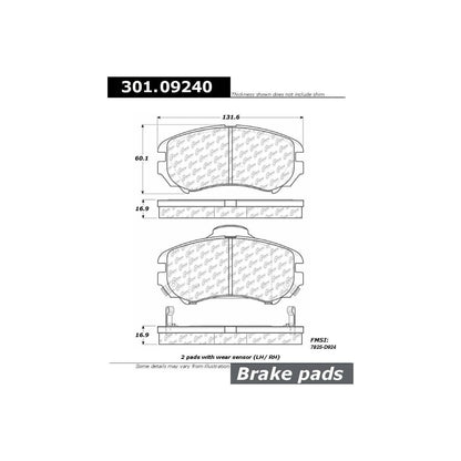 Centric Parts Disc Brake Pad Set Premium Ceramic with Shims and Hardware 301.09240