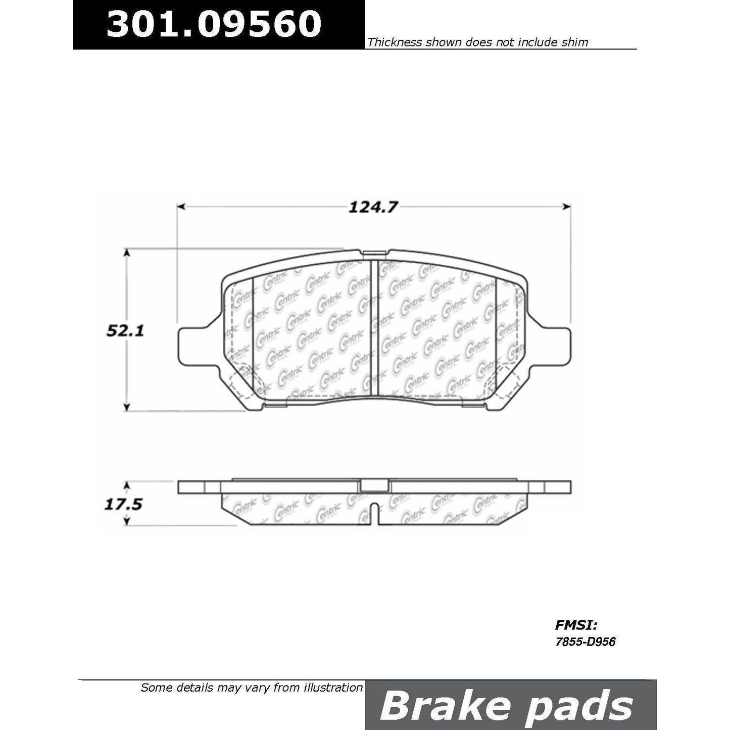 Centric Parts Disc Brake Pad Set with High Performance Shims 301.09560
