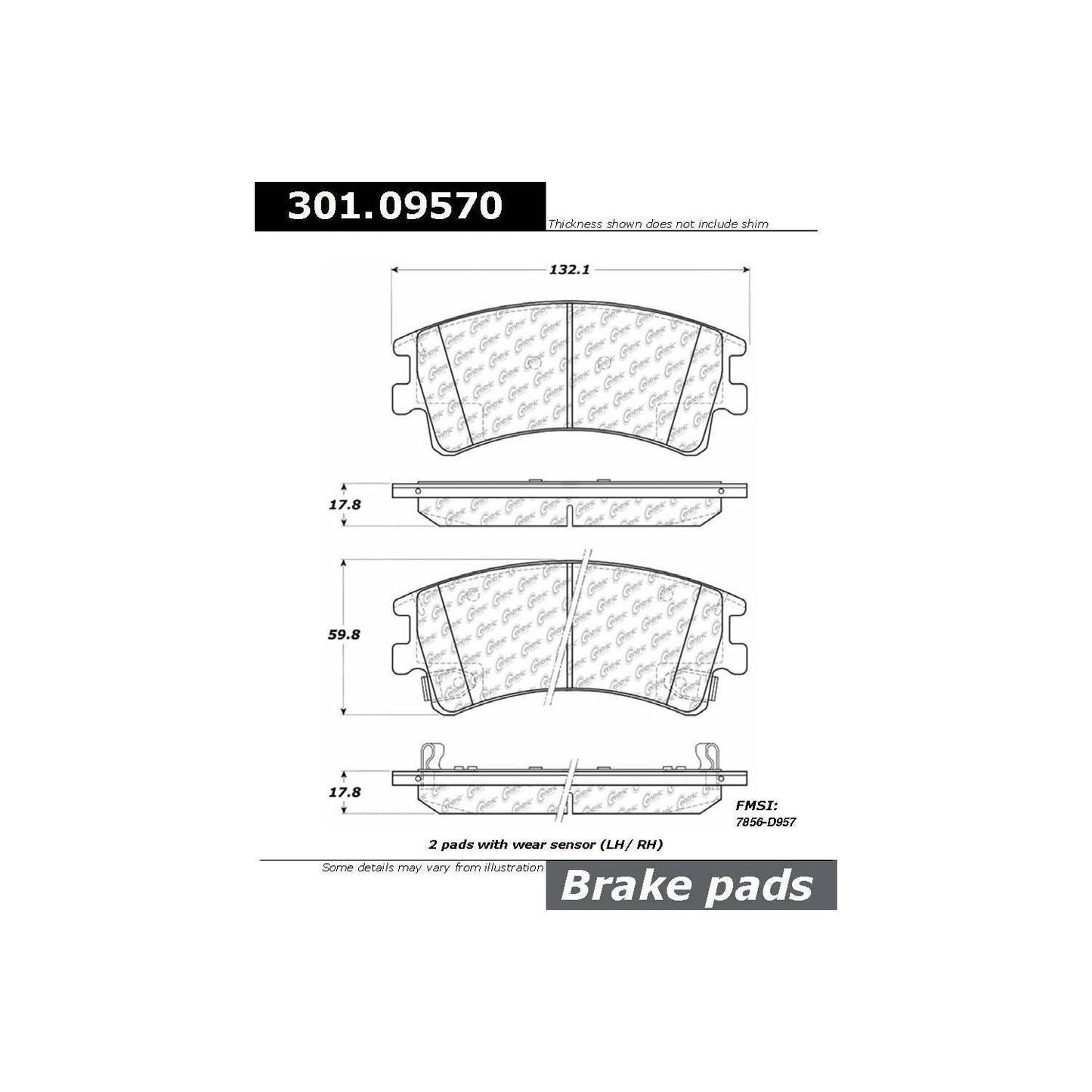 Centric Parts Disc Brake Pad Set Premium Ceramic with Shims and Hardware for 2003-2005 Mazda 6 301.09570