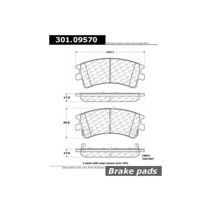 Centric Parts Disc Brake Pad Set Premium Ceramic with Shims and Hardware for 2003-2005 Mazda 6 301.09570