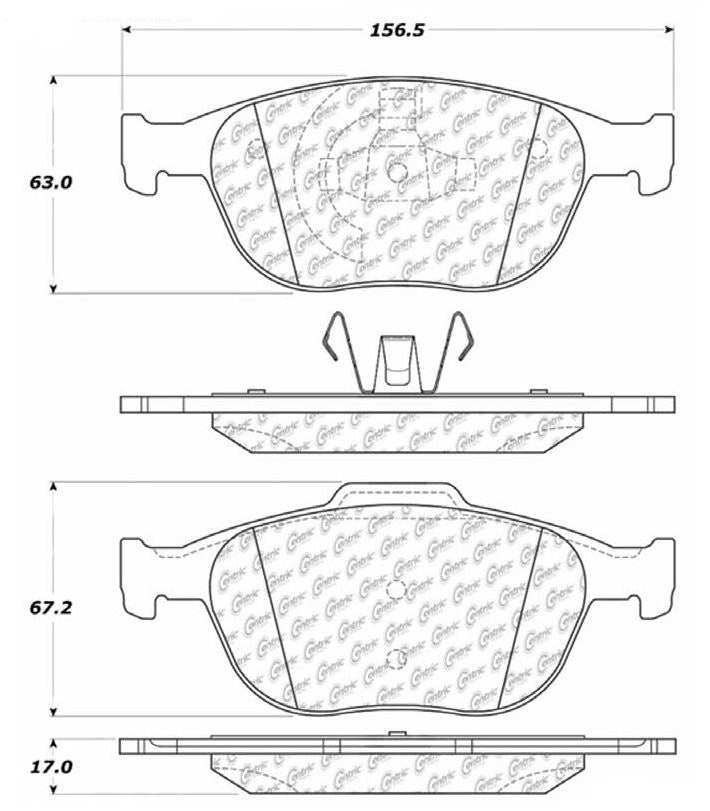 Centric Parts Disc Brake Pad Set Premium Ceramic with Shims and Hardware for 2002-2004 Ford Focus 2010-2013 Transit Connect 301.09700