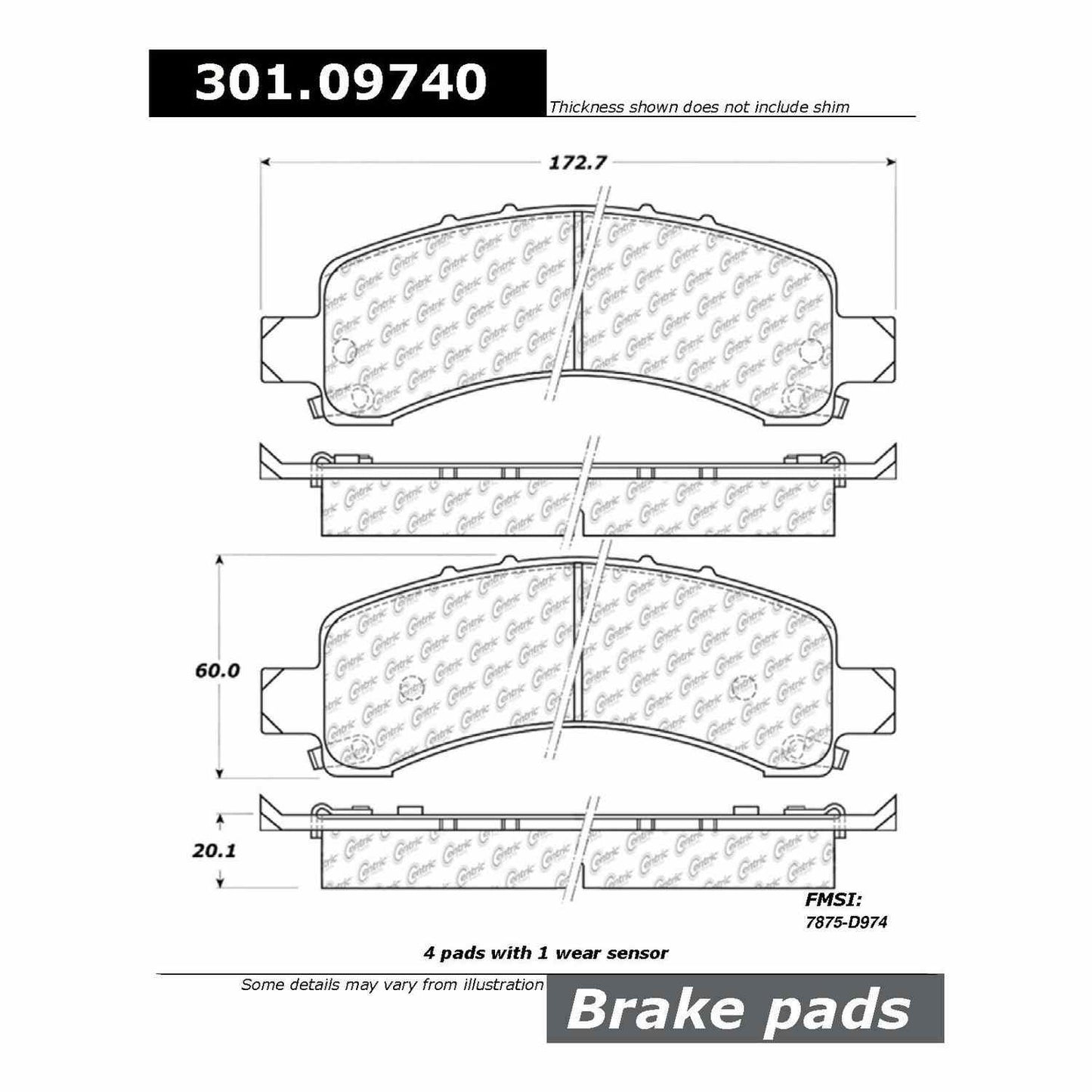 Stoptech Centric Centric Premium Ceramic Brake Pads 301.09740