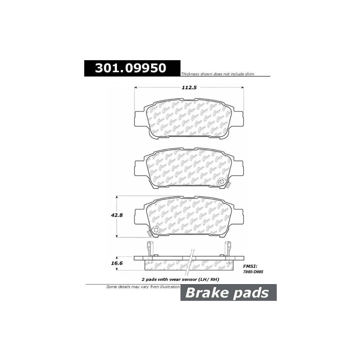 Stoptech Centric Centric Premium Ceramic Brake Pads 301.09950