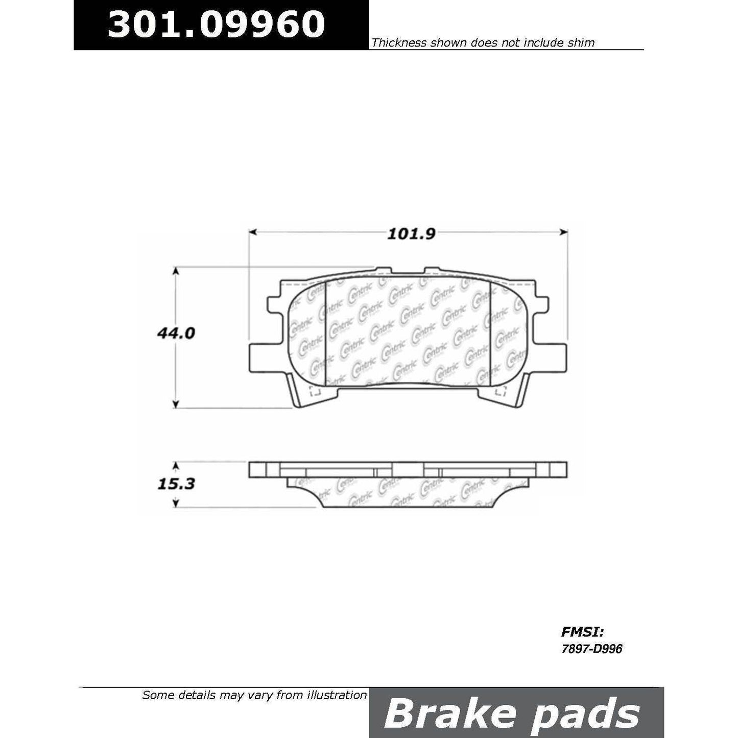 Centric Parts Disc Brake Pad Set with High Performance Shims