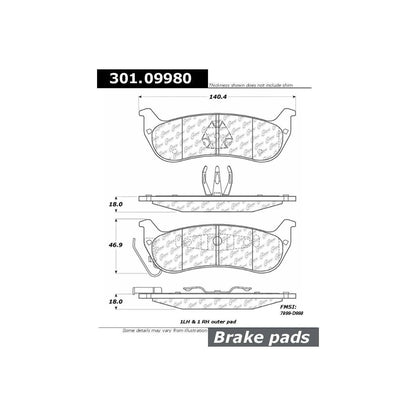 Centric Parts Disc Brake Pad Set Premium Ceramic with Shims and Hardware for Chrysler Pacifica 2004-2008 301.09980