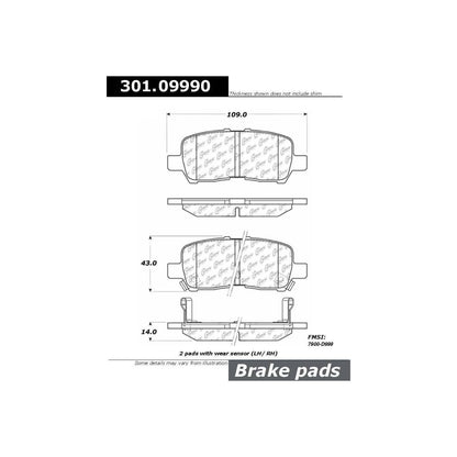 Centric Parts Disc Brake Pad Set Premium Ceramic with Shims for 2005-2009 Buick Allure & LaCrosse 301.09990