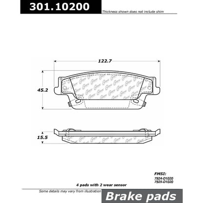 Stoptech Centric Centric Premium Ceramic Brake Pads 301.10200