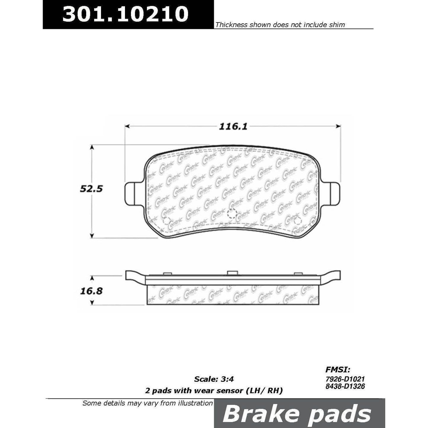 Stoptech Centric 08-10 Dodge Caravan/Grand Caravan Rear Centric Premium Ceramic Brake Pads 301.10210